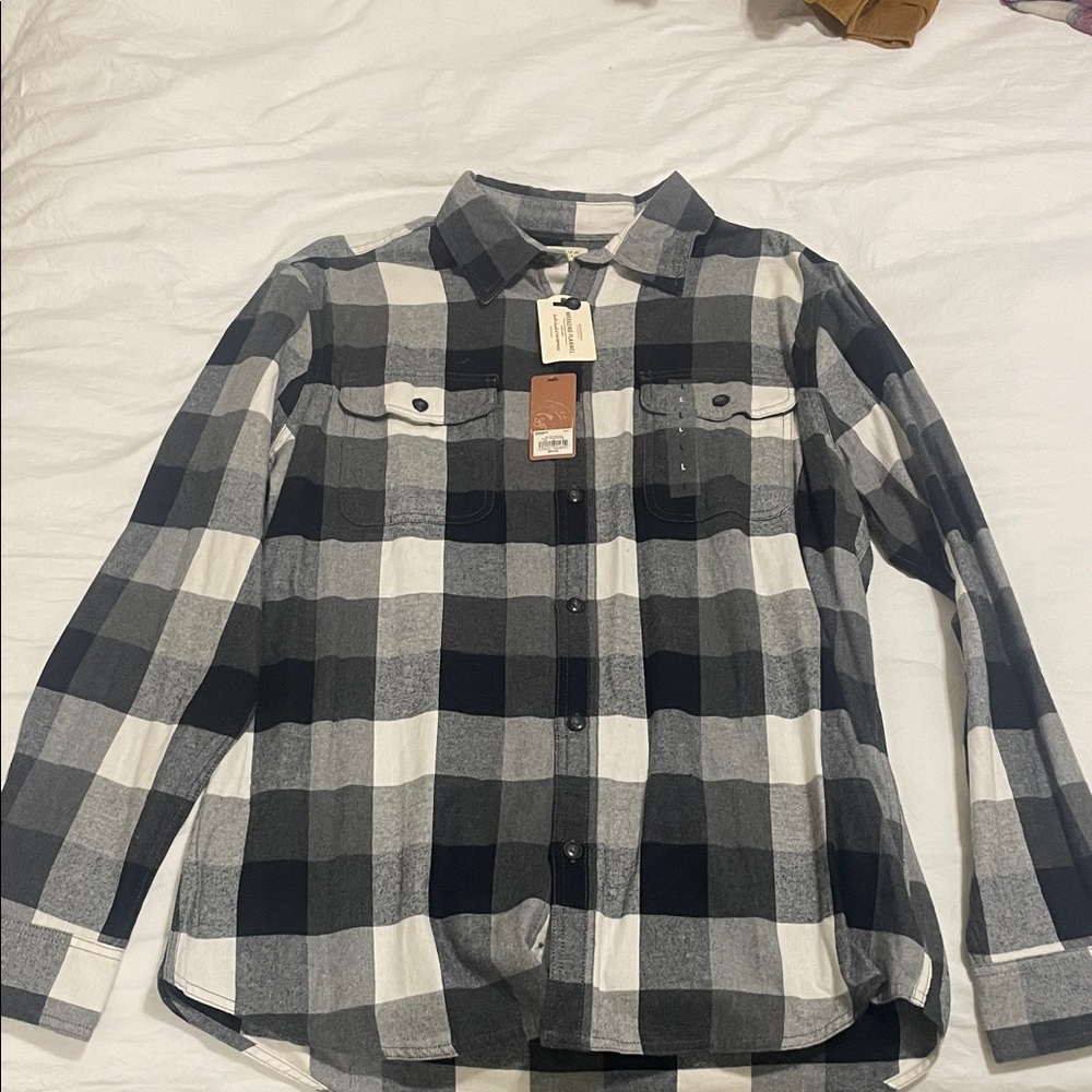 Sonoma Black and Gray Plaid Flannel Shirt